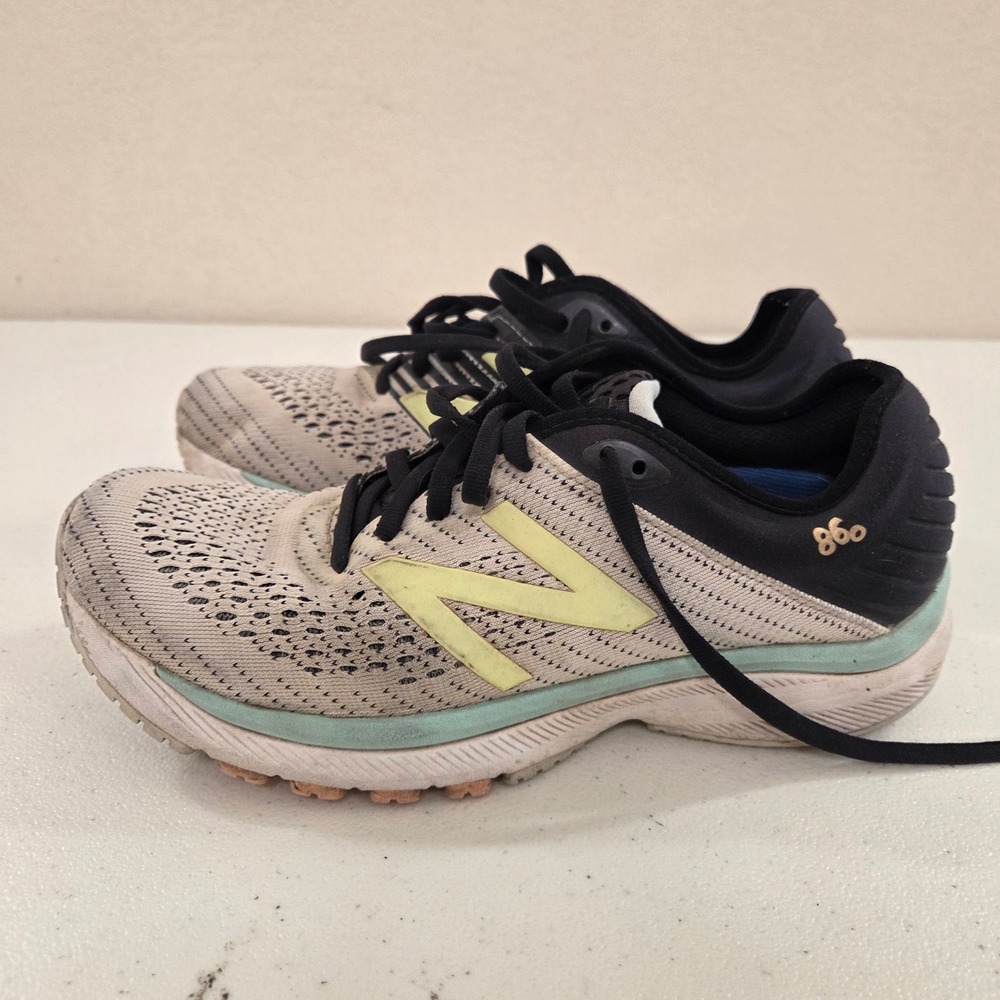 New Balance 860 v10 Womens Running Shoes Grey‎ Black Yellow W860B10 Size 8 Wide